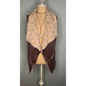 Double Zero Brand suede fabric and faux shearling vest Size M
